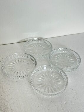 Vintage Hollywood Regency Glass Starburst Coasters Set Of 4